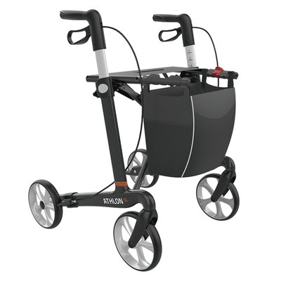 Produktbild für Rehasense Carbon-Rollator Athlon SL, ultraleichter Gehwagen faltbar, höhenverstellbar, TPE-Räder