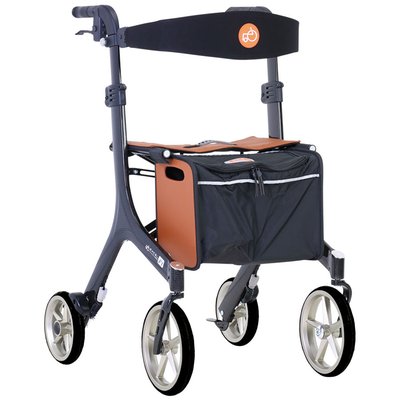 Produktbild für UHC Carbon Rollator F1, ultraleichter Gehwagen mit Echtledersitz, Designfelgen, faltbar, carbon